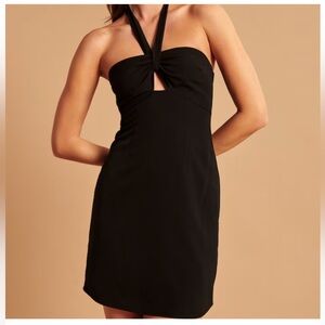 Abercrombie & Fitch Y2K Halter Dress S P Black Knot Cutout Mini Date NWT $99
